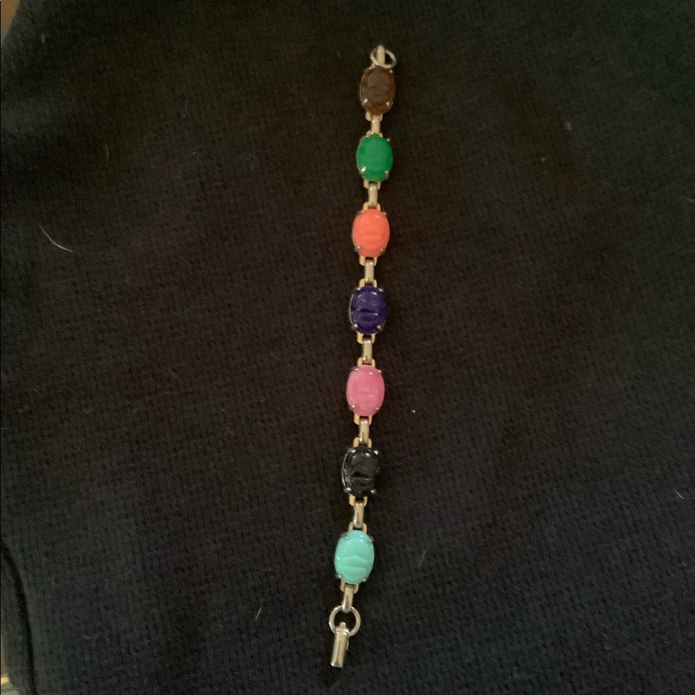 Vintage Coro scarab bracelet 1950s signed on clasp good luck symbol